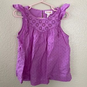 Cat & Jack girls purple eyelet ruffle sleeve top Size XS (4/5)